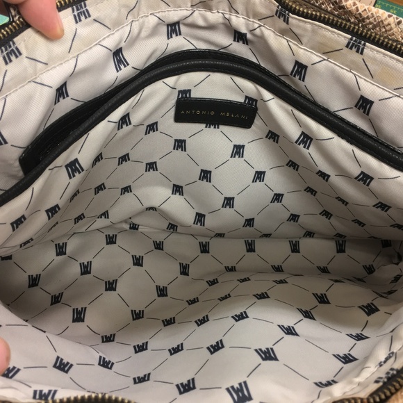 Antonio Melani Taupe/ Cream Soft Snakeskin Tote - Picture 6 of 8